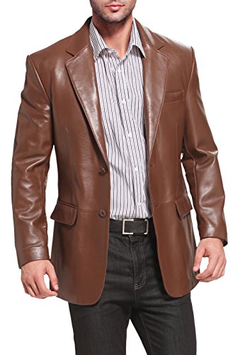 BGSD Men Richard Classic Lambskin Leather Blazer Sport Coat Jacket (Also available in Big and Tall and Short)
