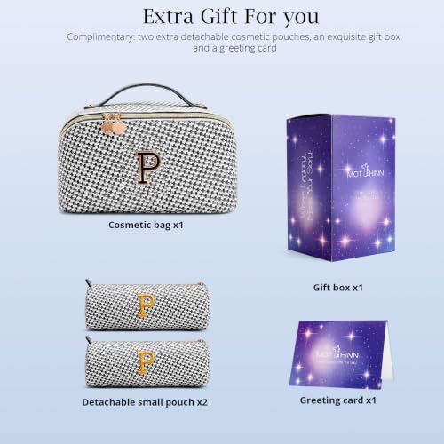 Personalized Gift Travel Makeup Bag: Initial Makeup Organizer Bag for Women