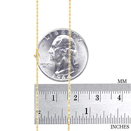 Nuragold 10k Real Tri Color Gold Valentino 1.5mm Thin Anchor Chain Necklace - 20"