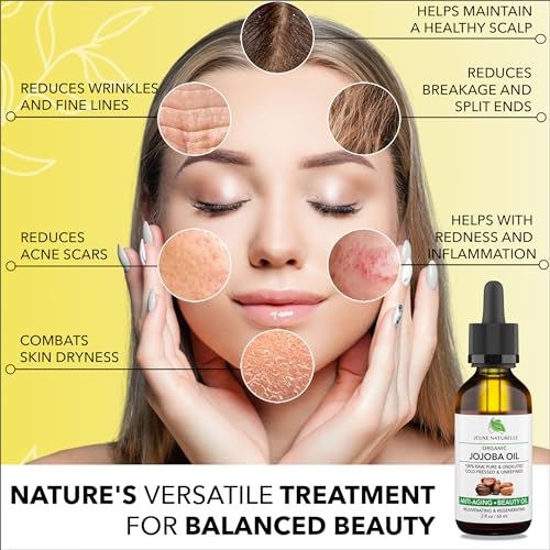 Jojoba Oil Organic, Cold Pressed, 100% Pure, Raw, Undiluted, Unrefined, 2oz