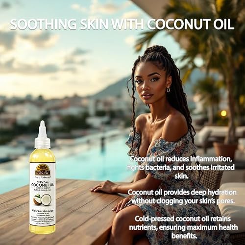 OKAY 100% Pure Coconut Oil for Hair & Skin - Coconut Oil for Women & Men, Perfect for Hair & Body, for Massage & Moisturizer, Natural - 4 fl oz Squeeze Bottle (Pack of 1)