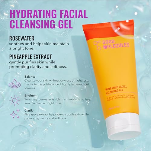 Good Molecules Cleanse, Tone & Moisturize Skincare Set – Hydrating Facial Cleansing Gel (200ml), Niacinamide Brightening Toner (120ml) & Lightweight Daily Moisturizer (100ml)