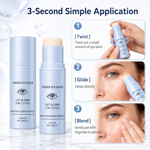 2Pcs Under Eye Balm, Lift & Firm 3-in-1 Multi Balm Stick With Collagen Extract, Eye Care Stick for Dark Circles, Puffiness, and Fine Lines, Hydrating, Smoothing, and Refreshing