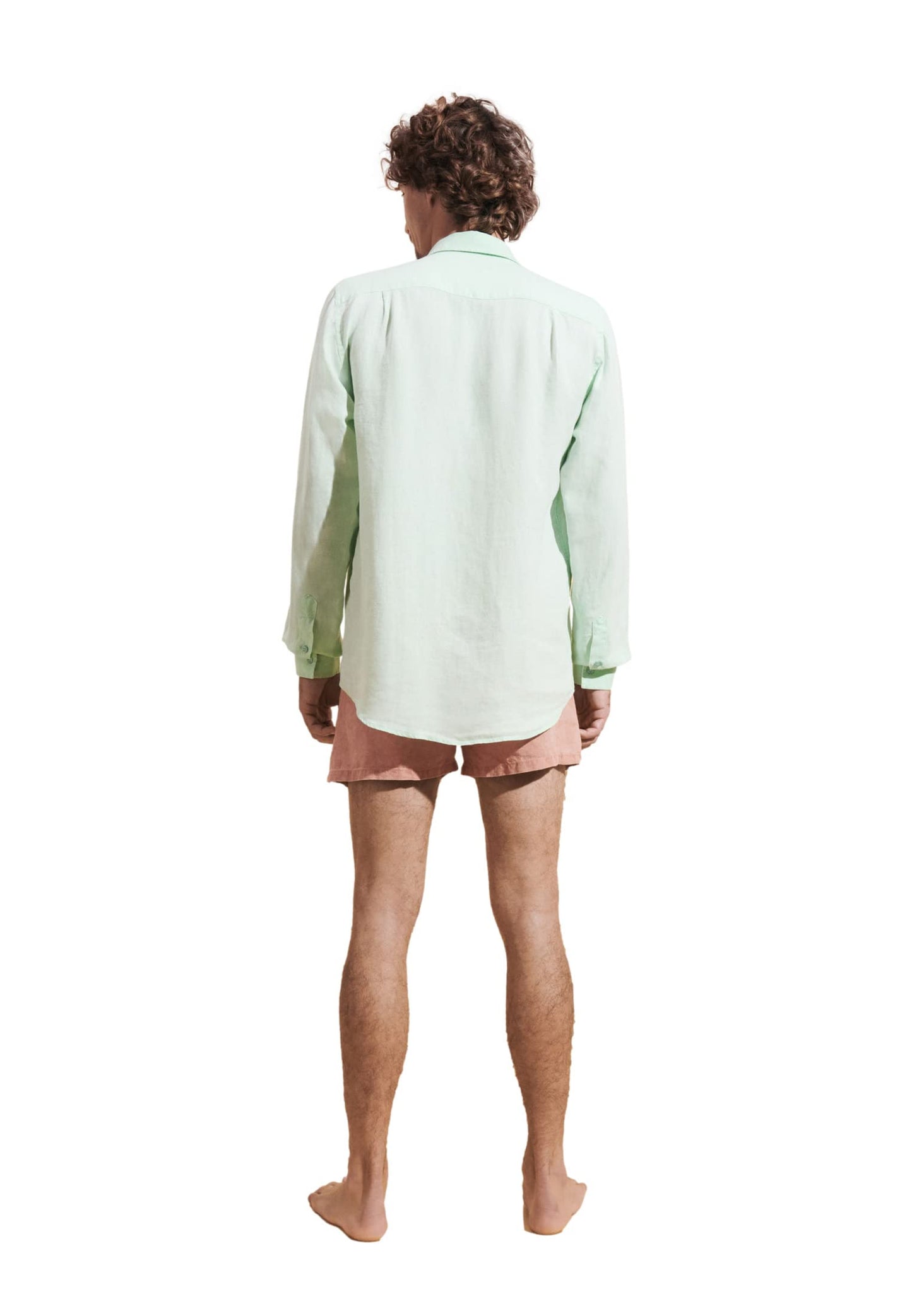 Vilebrequin Men Linen Shirt Solid Water Green, Vert D'Eau, S