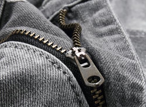XIMXIMMTIAN Men Slim Fit Jeans Fashion Biker Jeans for Men Stretch Designer Distressed Straight Denim Pants (32, 2131 Gray)
