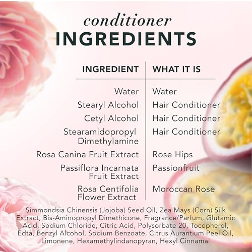 Herbal Essences Conditioner, Rose Hips + Passionfruit - Smooth Collection, Shiny Hair with Vitamin E & Jojoba, Safe for Color Treated Hair, Floral Scent, Cruelty-Free, Dermatologist-Tested, 29.2 Fl Oz
