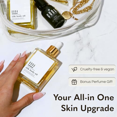 GODA Silk Body Oil Women - Firming Anti Aging Moisturizing Formula, Crepey Skin Hydrating After Shower, Scented Organic Blend Premium Skincare