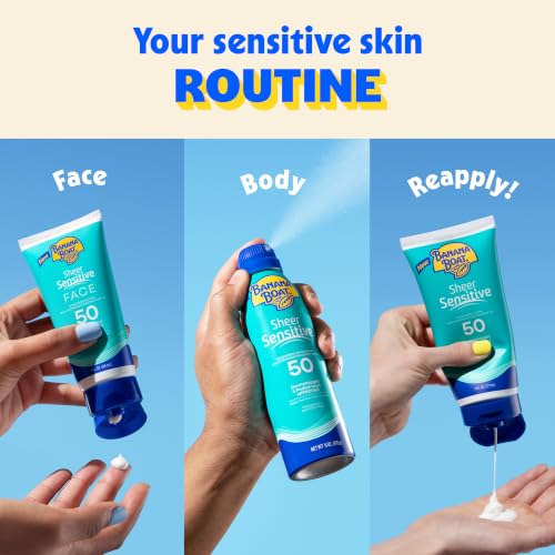 Banana Boat Sheer Sensitive Face Sunscreen Lotion SPF 50, 3 Fl Oz