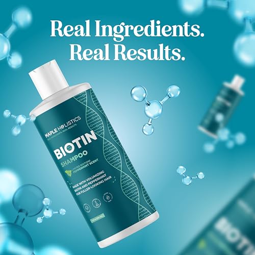 Volumizing Biotin Shampoo for Thinning Hair - Invigorating Peppermint Shampoo for Fine Hair with Argan Coconut and Olive Oils - Vegan & Color Safe - Paraben Silicone & Sulfate Free (8 Fl Oz)