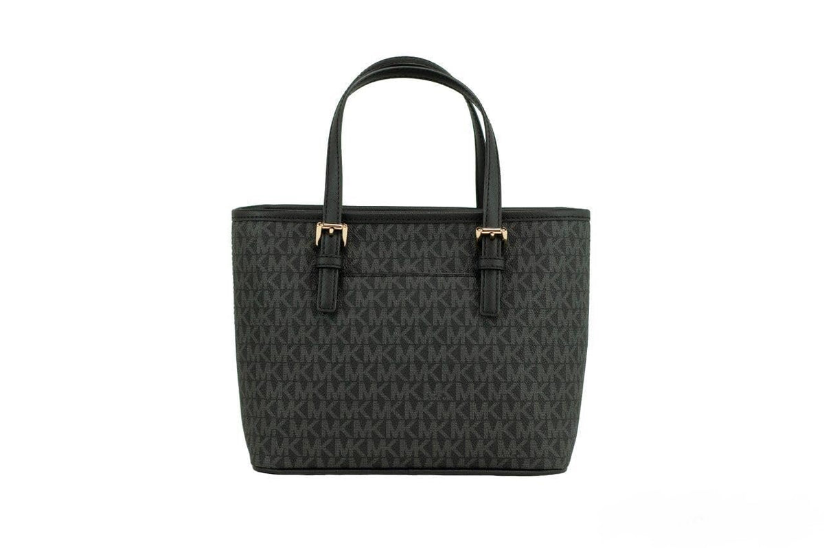Michael Kors XS Carry All Jet Set Travel Womens Tote (BLACK SIG/GOLD)