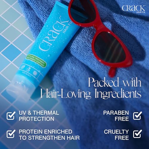 Crack Hair Fix Air Dry Cream - Multi-Tasking, Anti-Frizz, Leave-In Styling Balm with Protection from Humidity, Chlorine, Heat Treatments & Sun, 3 oz