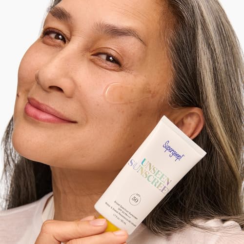 Supergoop! Unseen Sunscreen - SPF 50 - Clear & Invisible Face Sunscreen + Broad Spectrum + Makeup-Gripping Primer - Weightless, Scentless, Oil Free - For All Skin Types & Tones - 1.7 fl oz