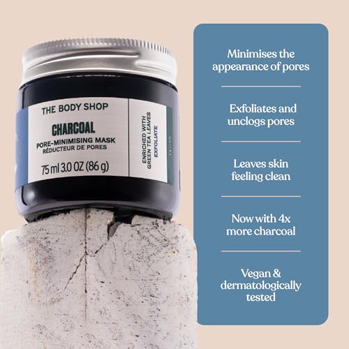 The Body Shop Charcoal Pore-Minimizing Mask | For Oily Skin, 0.6 Oz