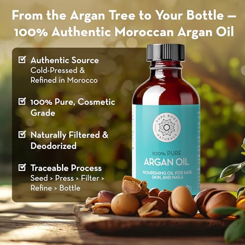 Pure Cold Pressed Argan Oil, 4 fl oz, Face & Skin Oil