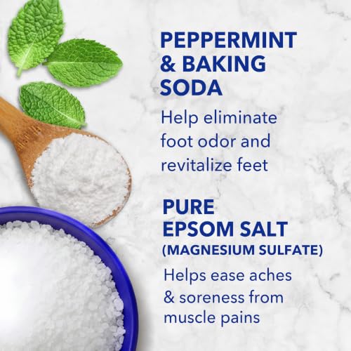 Dr Teal's Pure Epsom Salt Cooling Foot Soak, Refresh & Revitalize with Peppermint & Baking Soda, 2 lbs