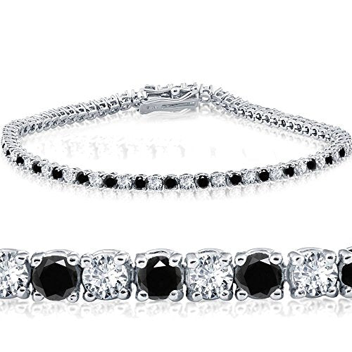 Pompeii 2ct Black & White Diamond Tennis Bracelet 14K White Gold 7"