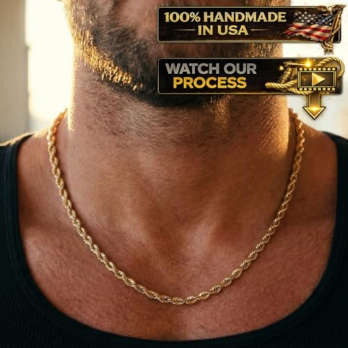 Galaxy Gold GG, 14K Solid Gold Diamond Cut Rope Chain Necklace, 3mm - 18 Inch (18-30" Available), Fine Jewelry