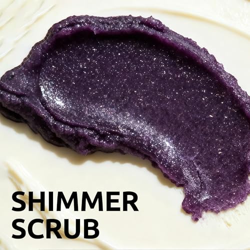 Sweet Shimmer Body Scrub - Exfoliate & Glow for Soft, Radiant Skin - 12 oz / 355ml with Jojoba Oil & Vitamin E for All Skin Types (Vanilla Chocolate)