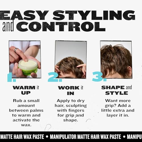 TIGI Bed Head Manipulator Matte Hair Wax, Strong Hold Sculpting and Styling Paste for Short to Medium Hair, 2.01 oz