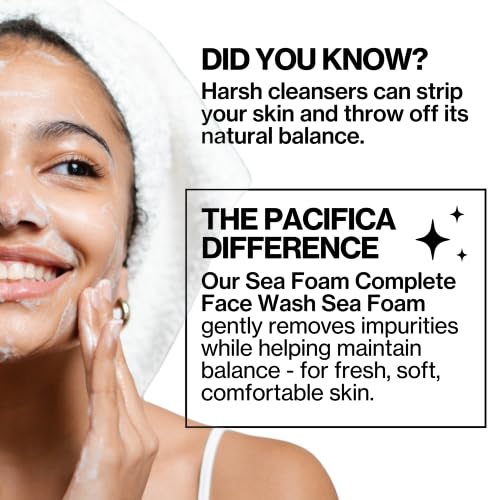 Pacifica Beauty Sea Foam Face Wash, Daily Gentle Foaming Cleanser, With Coconut Water + Sea Algae, Removes Makeup, For Combination and Oily Skin, Vegan & Cruelty Free
