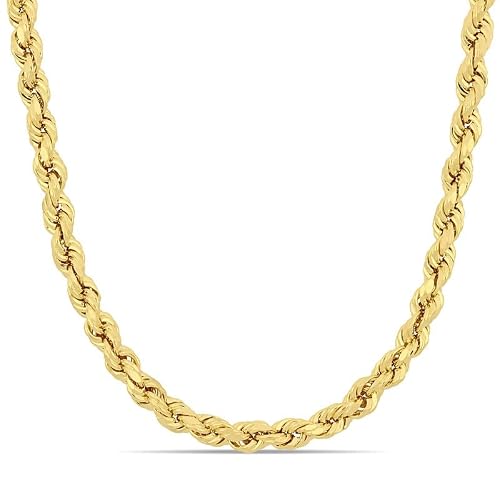Abbie+Cleo 10K Real Gold Rope Chain Necklace for Men and Women - Cadena de Oro para Hombres y Mujeres - (10k - 5mm - 22 Inch)