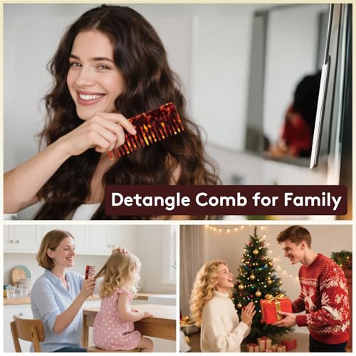 BESGLAM Wide Tooth Comb for Curls & Thick Hair - Large Detangling Comb for Women, 6 Inch Full-hand Length Acetate (Anti-Static), Wet/Dry Use, Reduces Breakage, (Tortoise)