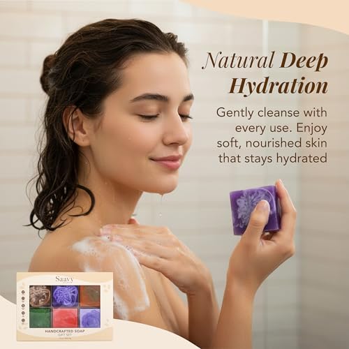 Saavy Naturals Hydrating & Purifying Mini Soap – Plant-Based, Nourishing & Moisturizing Bar Soap Gift Set for Men & Women – Mini Square Shaped Artisan Bar Soaps, 6 pack