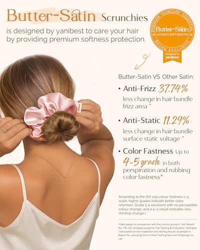 Yanibest 8 Pcs Satin Scrunchies - Silk Feeling Scrunchies Ponytail Holders