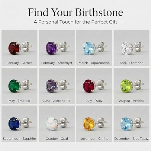 10K White Gold Round Citrine Stud Earrings for Women with Push Backs | 6mm Yellow November Birthstone Earrings | Solid Real 10 Karat Gold Gemstone Earrings for Women by MAX + STONE