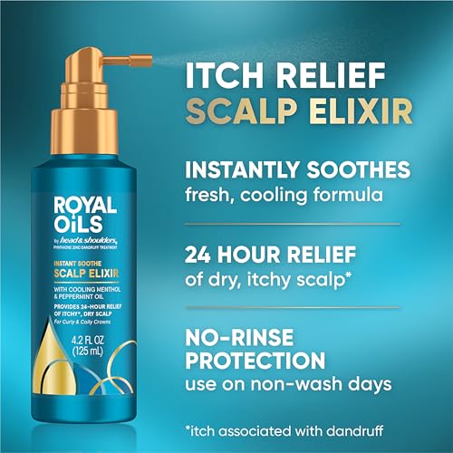 Head & Shoulders Royal Oils Instant Soothe Scalp Elixir, 4.2 fl oz, No-Rinse Scalp Relief for Textured Hair
