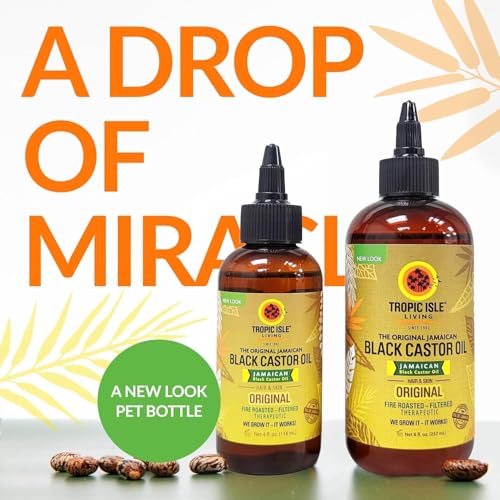 Tropic Isle Living Jamaican Black Castor Oil | Rich in Vitamin E, Omega Fatty Acids & Minerals | For Hair Growth Oil, Skin Conditioning, Eyebrows & Eyelashes, Scalp and Nail Care (PET) (4oz)