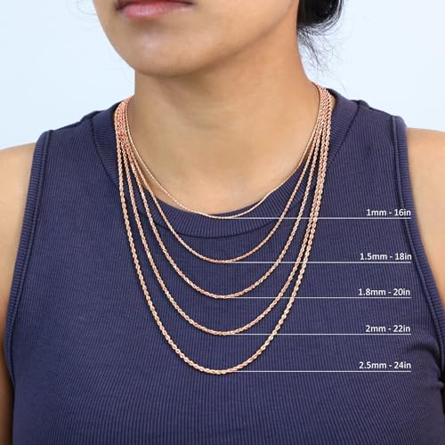 Nuragold 10K Real Rose Gold Rope Chain Diamond Cut Necklace (1.5mm-6mm) - 2mm,28"