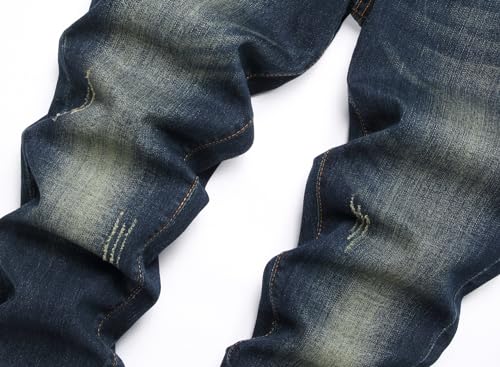 JUNBAOSS Men's Skinny Stretch Tapered Leg Ripped Jeans for Men Fashion Distressed Denim Pants Slim Fit Jeans for Men, Nostalgic 2010, Size 32