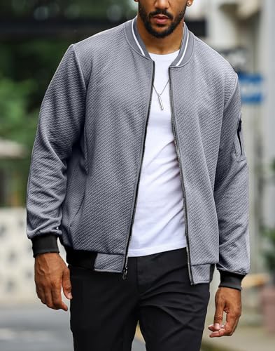 SAVKOOV Mens Loose Fit Lightweight Jacket Casual Stylish bomber Jacket