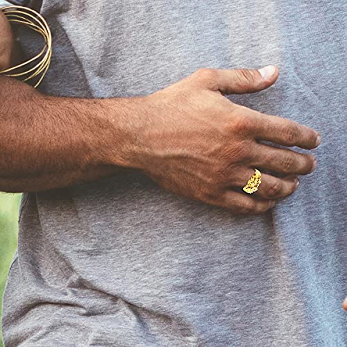 10K Yellow Gold Men's Nugget Ring - The Knight - Size 12