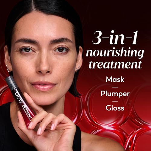 Olay Regenerist Nourishing Treatment, Lip Balm, Plumping Lip Gloss for Women, Fuller Looking Lips & Smoothed Lines, 3-in-1 Mask, Plumper, Gloss - Anti-Aging Skin Care, Shea Butter & Coconut Oil, 0.5oz