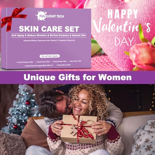 Skin Care Set,7 PCS Anti-aging,Firm Skin Care Kit,Women Skincare Gift Set W/ Facial Mask, Cleanser, Toner, Serum, Face Cream Travel-friendly Women Face Care Mom Gifts for Christmas Birthday Valentines