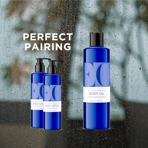 EO Body Oil, 8 Ounce (Pack of 2), French Lavender, Certified CCOF and made with Essential Oils for Men and Women for Massage and Moisture