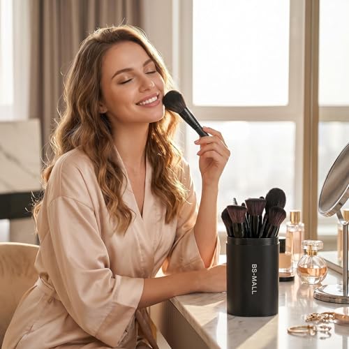 BS-MALL Makeup Brush Set 18 Pcs Premium Synthetic Foundation Powder Concealers Eye shadows Blush Makeup Brushes with black case (C-Black）