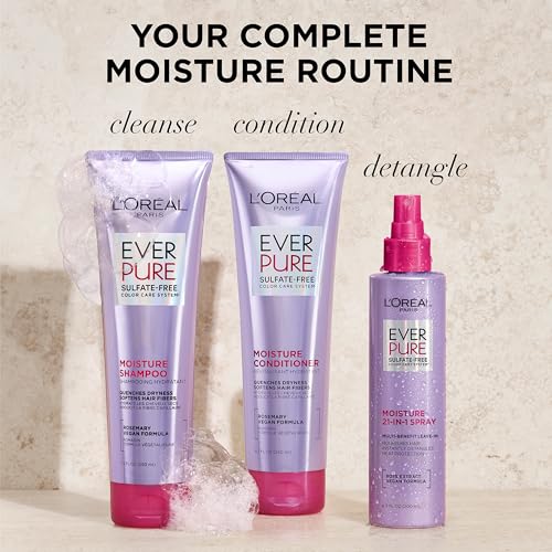 L'Oreal Paris EverPure Moisture Shampoo and Conditioner Set, Sulfate-Free Hair Care for Dry or Color-Treated Hair with Rosemary Botanicals, 17 Fl Oz Set