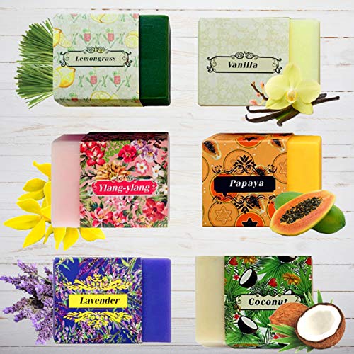 Handmade Soap Bar Gift Set. 6 Artisan Aromatherapy Soaps for Men and Women Bath Gift Set. Hand and Body Soap Bars for Women Men and Kids. Natural Specialty Soap for Sensitive Skin