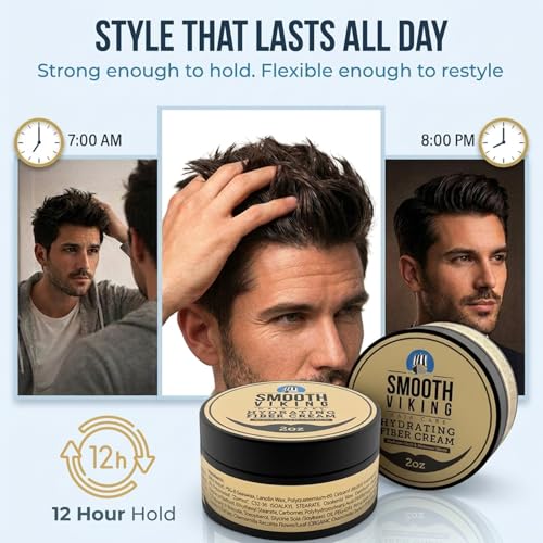 Smooth Viking - Hydrating Fiber Cream for Men, Medium Hair Hold - 2oz
