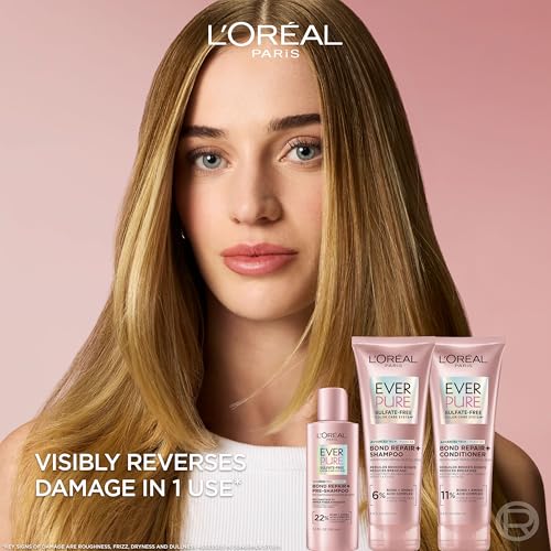 L'Oreal Paris Sulfate Free Bond Repair+ Conditioner, Hair Conditioner with Bond + Amino Acid Complex, Strengthens and Repairs Damaged or Color Treated Hair, EverPure, 23 Fl Oz (Packaging May Vary)