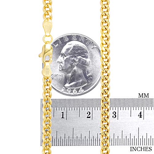 Nuragold 10k Real Yellow Gold Miami Cuban Link 4mm Chain Italian Necklace - 20"