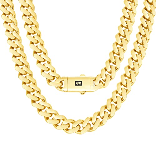 Nuragold 10k Real Yellow Gold Monaco 11mm Miami Cuban Chain Mens Necklace - 24"