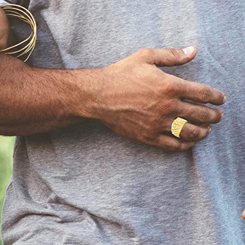 Men's Fine Jewelry 10K Yellow Gold Royal Flush Poker Hand Lucky Nugget Band Ring - Size 15