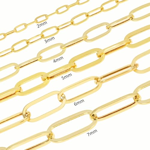 Nuragold 14k Real Yellow Gold Paperclip Chain Cable Link Italian Bracelet - 3mm,7"