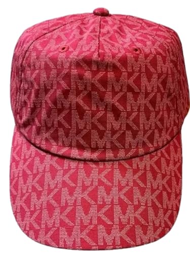 Michael Kors Unisex MK Logo Baseball Hat Cap Red/Deep Pink One Size