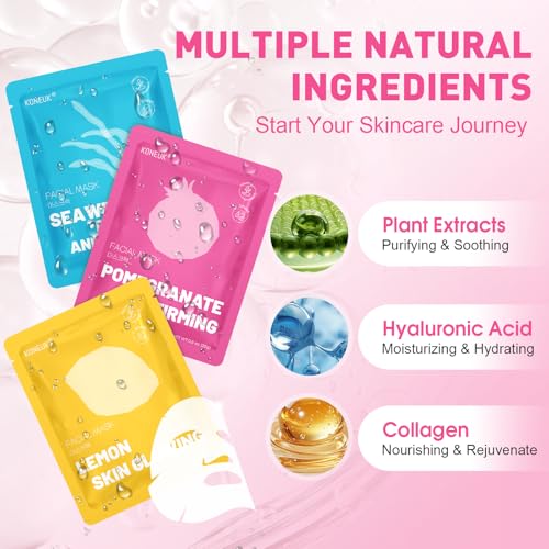 12 Pack Collagen Hydrating Face Masks Skincare, Face Mask for Dry Skin