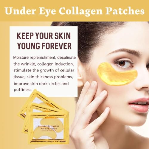 NIYET 30 Pairs Under Eye Collagen Patches, Gold Moisturizing Under Eye Mask, Under Eye Gel Pads for dark circles and puffiness